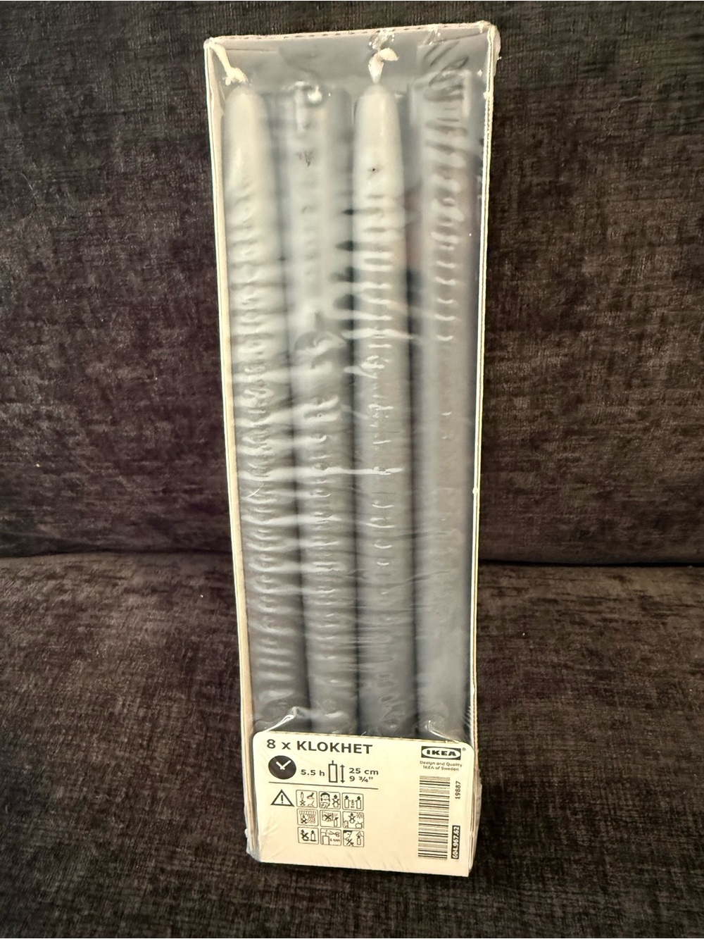 IKEA Klokhet Gray Candle Set - Pack of 8 NWT